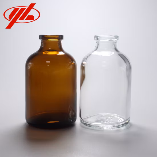 Bouteilles médicales ou cosmétiques en verre tubulaire ou moulé transparent et ambré